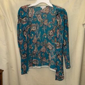 Garnet Hill Teal Paisley Blouse